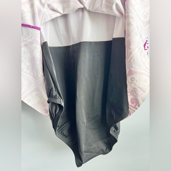 Swim Solutions Women's Purple Printed Tiered Fauxkini One-Piece Swimsuit Size 10 - Picture 8 of 10